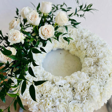 White Carnation Funeral Wreath